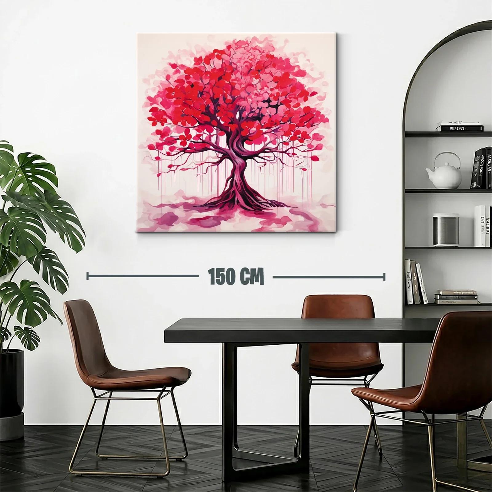 Cuadro moderno árbol con follaje en tonos rojos y rosa — miniatura 2