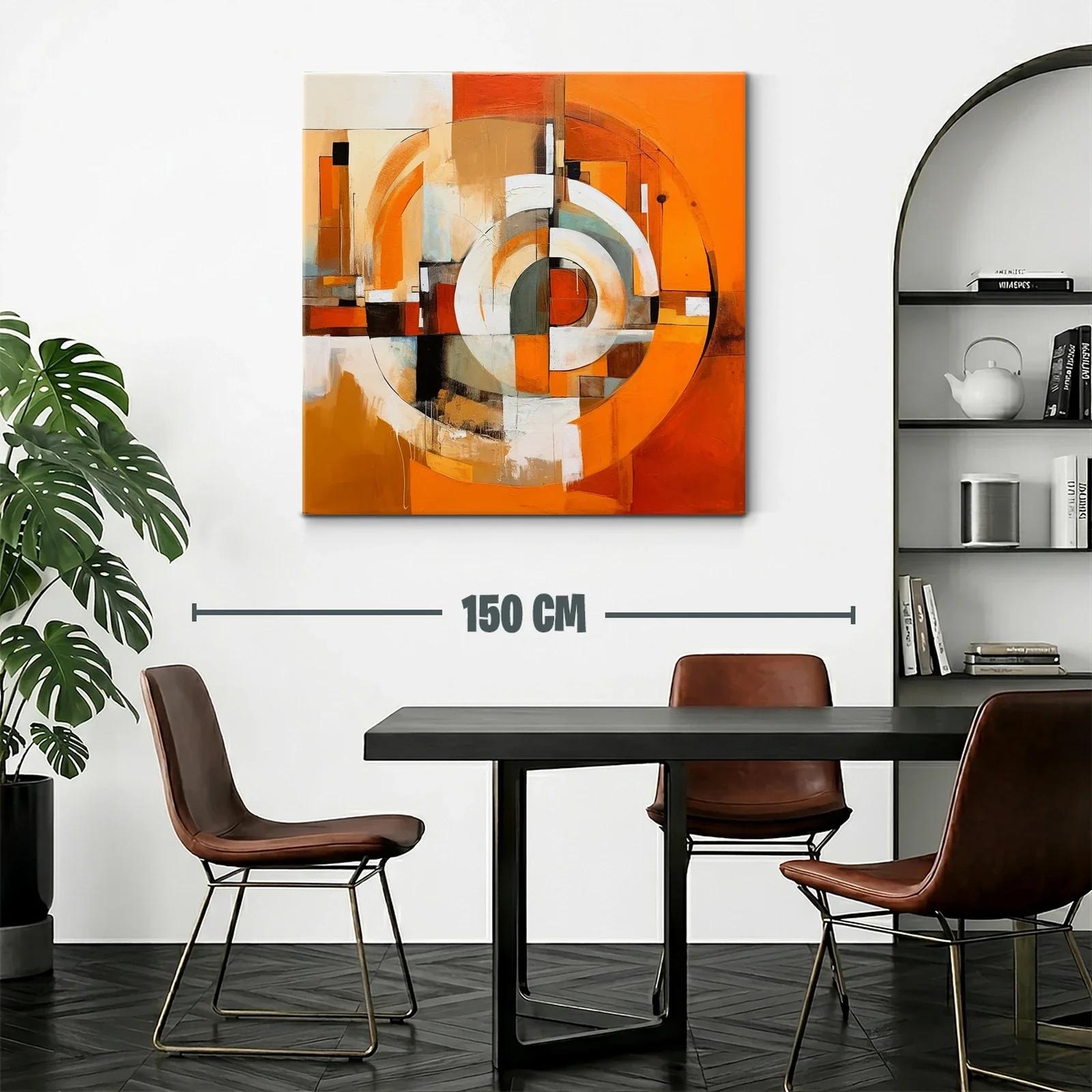 Cuadro abstracto con círculos y paleta cálida vibrante — miniatura 2