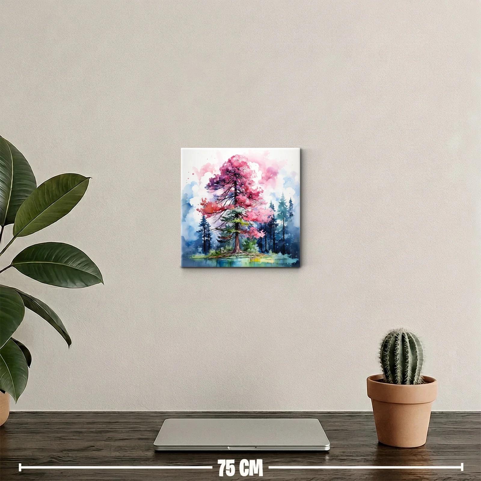 Árbol vibrante con tonos rosados y fondo azul intenso — miniatura 2