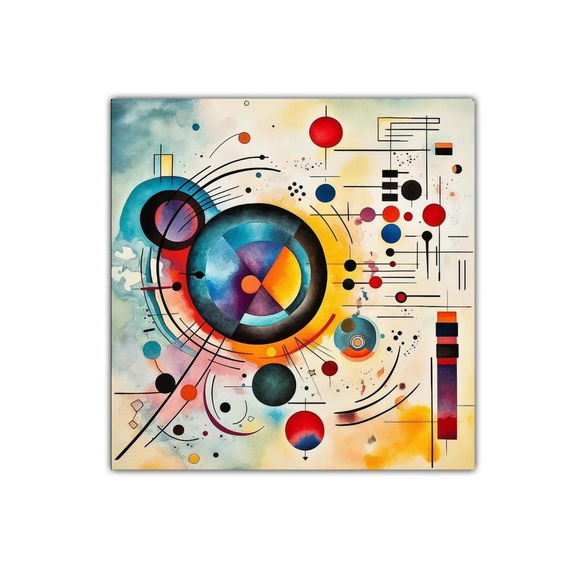 Cuadro abstracto con formas y colores vivos en composición dinámica — imagen principal