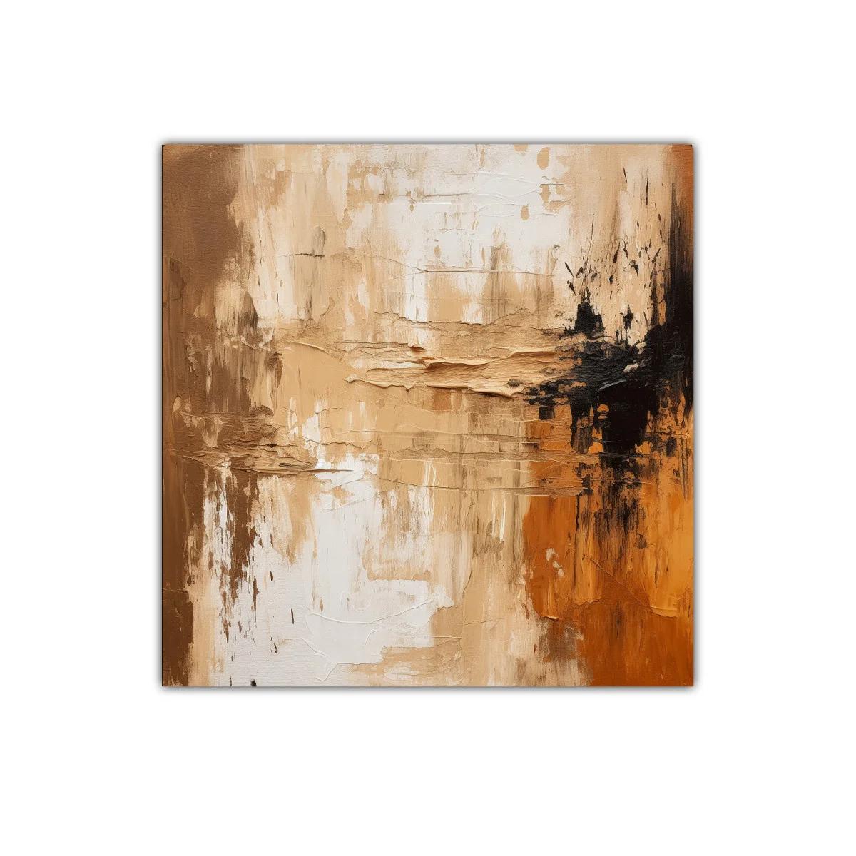 Cuadro abstracto en tonos cálidos con texturas orgánicas