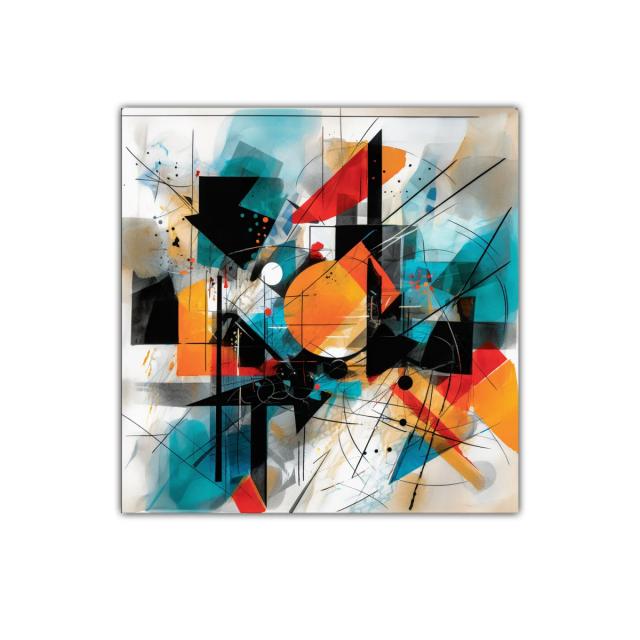 Composición abstracta vibrante con formas geométricas dinámicas