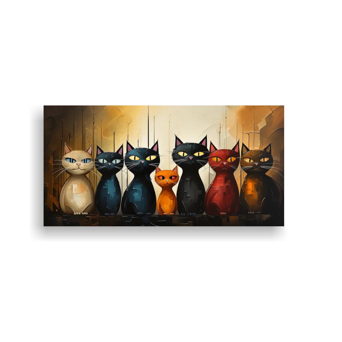 Cuadro grupo de gatos con siluetas alargadas