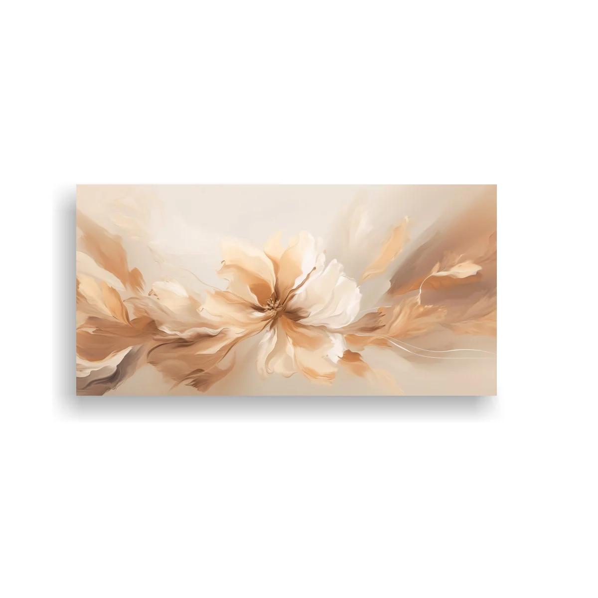 Cuadro flor beige abierta con pinceladas suaves