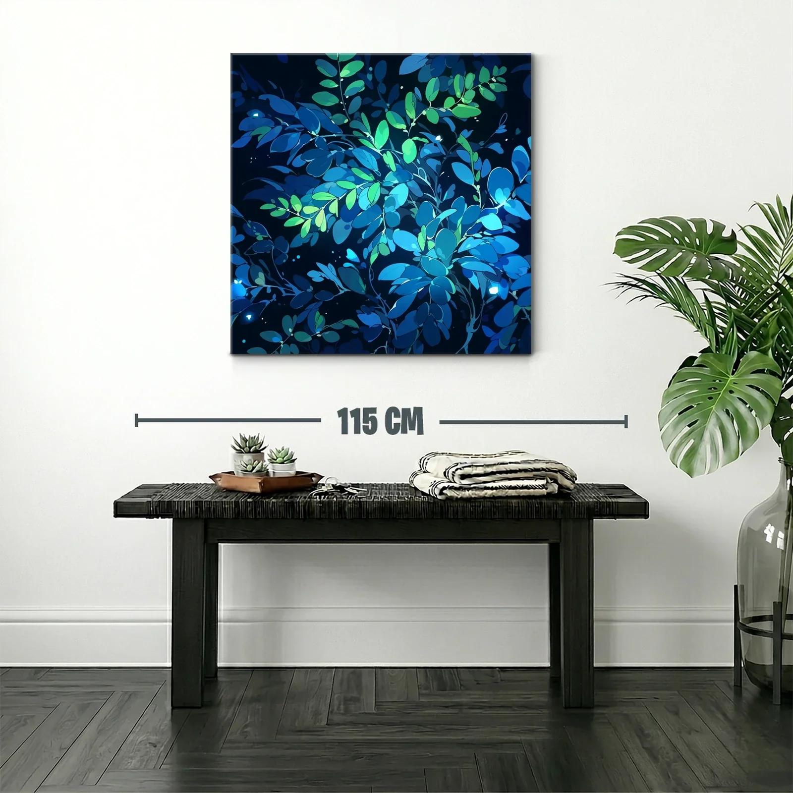 Cuadro Abstracto Hojas en Tonos Azules y Verdes — miniatura 2