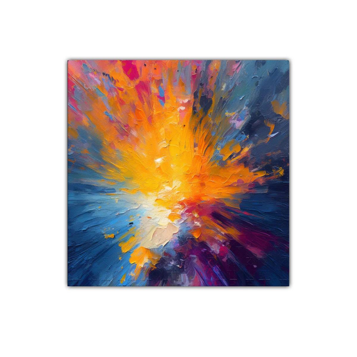 Cuadro abstracto con explosión de color intenso y energía vibrante