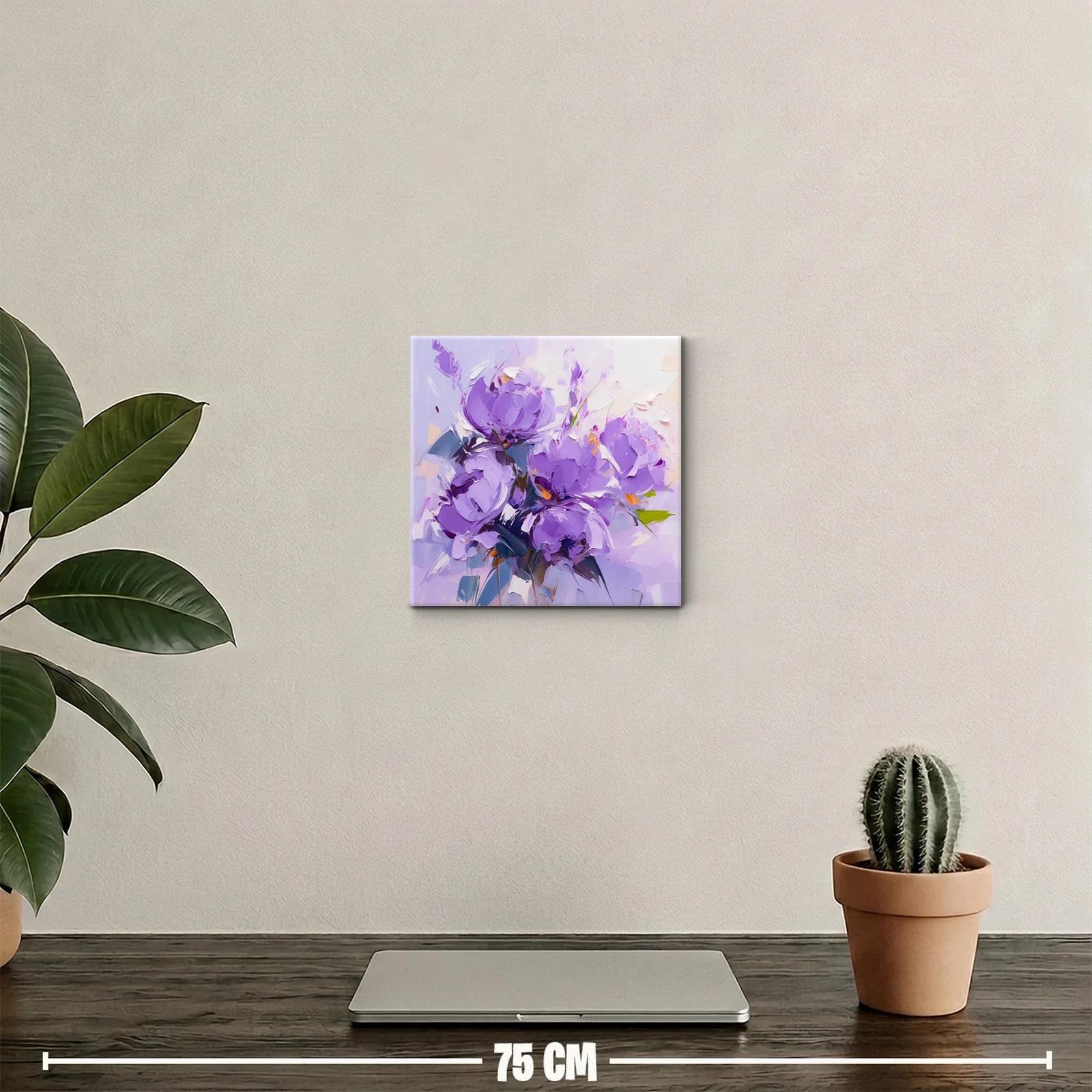 Cuadro decorativo con flores en tonos lavanda y lila vibrante — miniatura 2