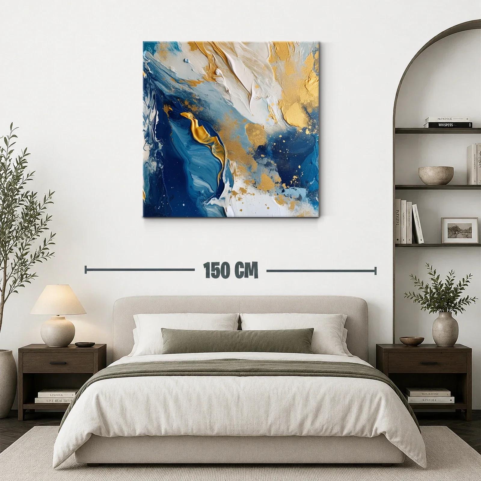Composición abstracta en tonos azules dorados y blancos — miniatura 3