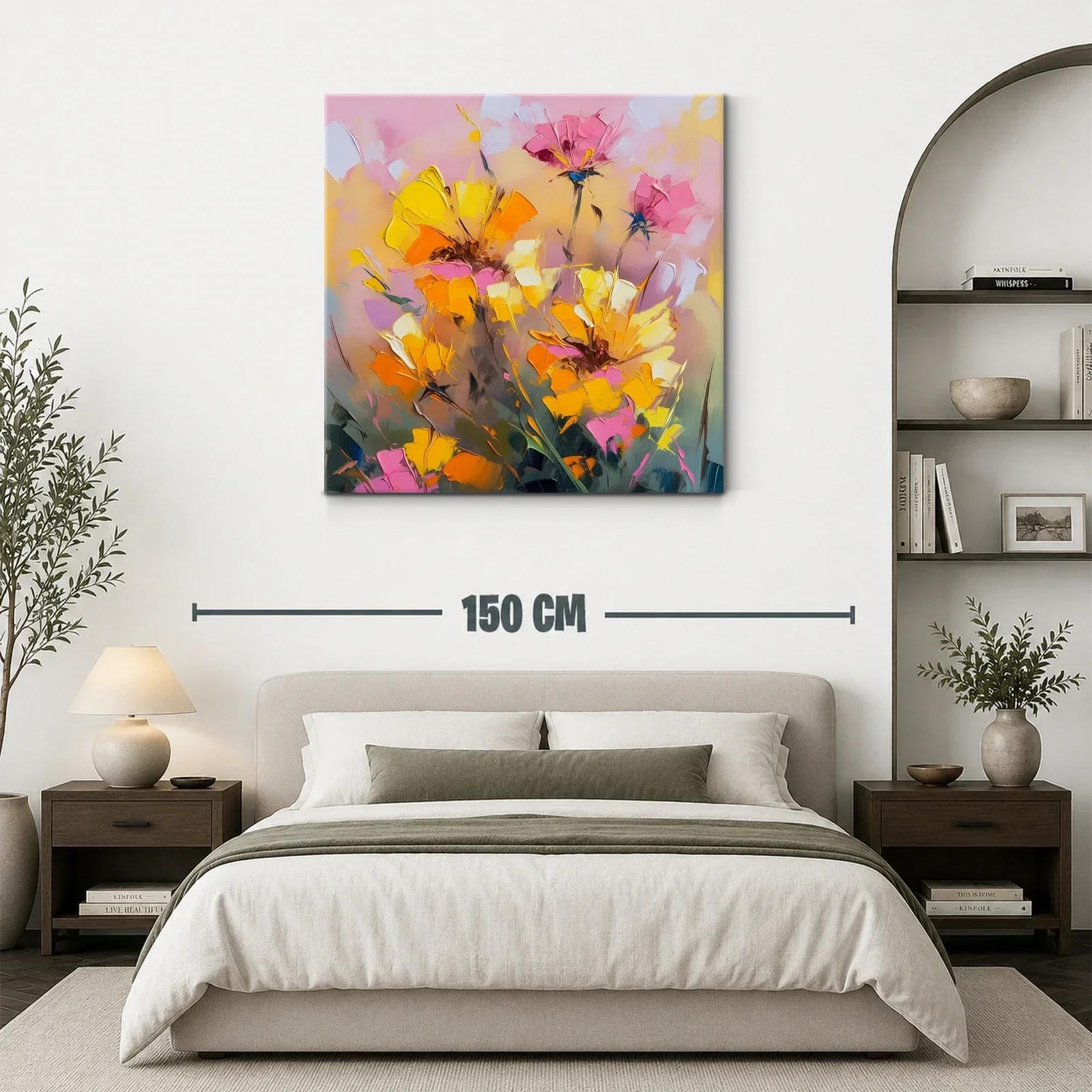 Cuadro floral abstracto en tonos cálidos y vibrantes — miniatura 3