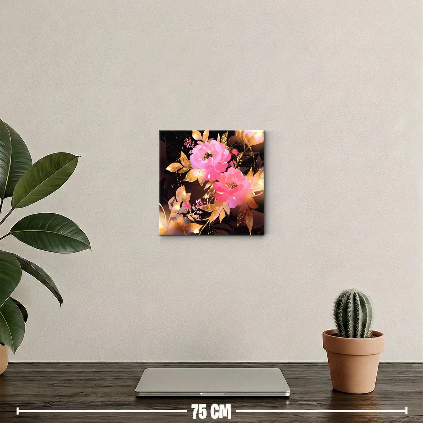 Elegancia floral en tonos dorados y rosas vibrantes — miniatura 2