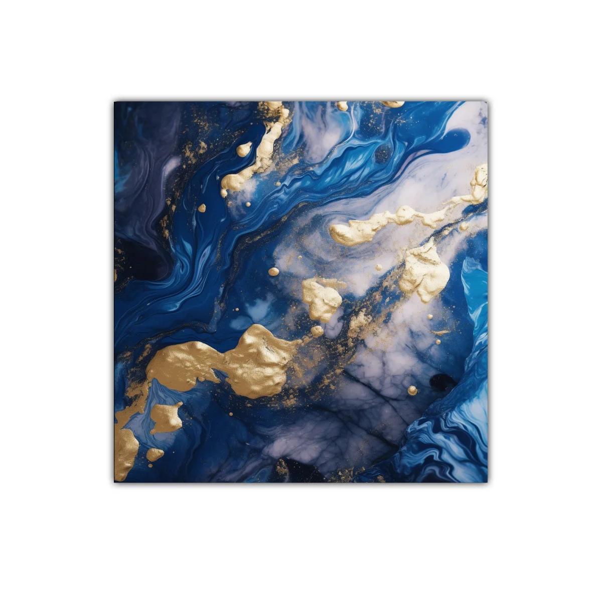 Cuadro abstracto en tonos azul y dorado para decorar ambientes — miniatura 1
