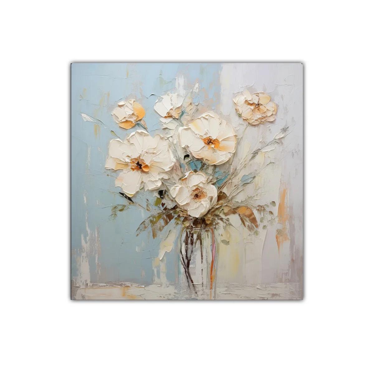 Cuadro decorativo con ramo de flores blancas y tonos pastel — imagen principal