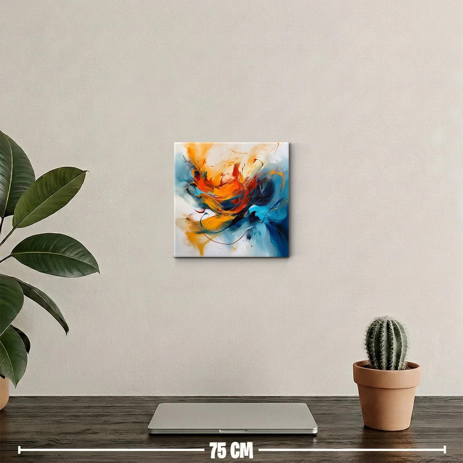 Cuadro abstracto con vibrantes tonos cálidos y fríos — miniatura 2