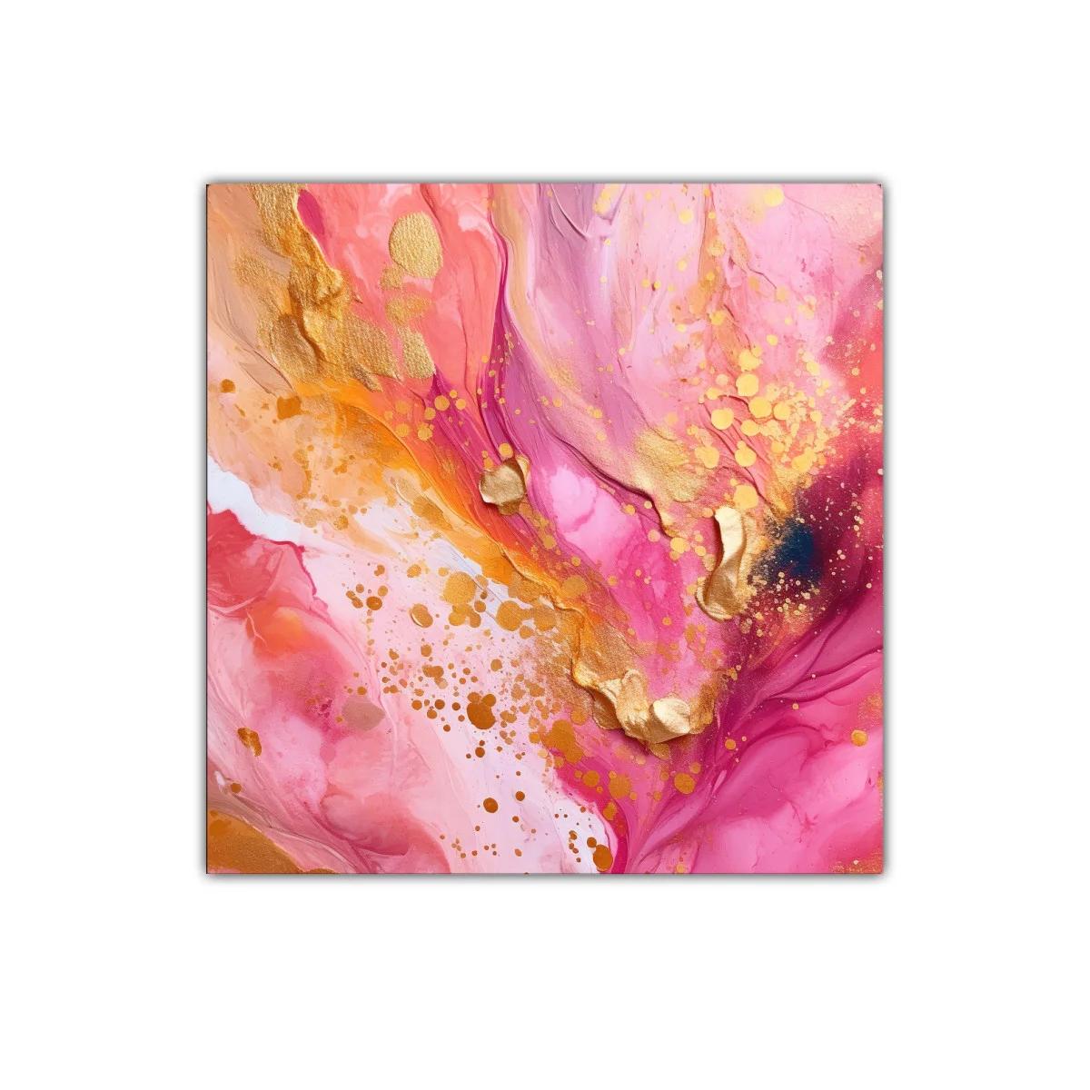 Cuadro decorativo con tonos rosas y dorados vibrantes — imagen principal