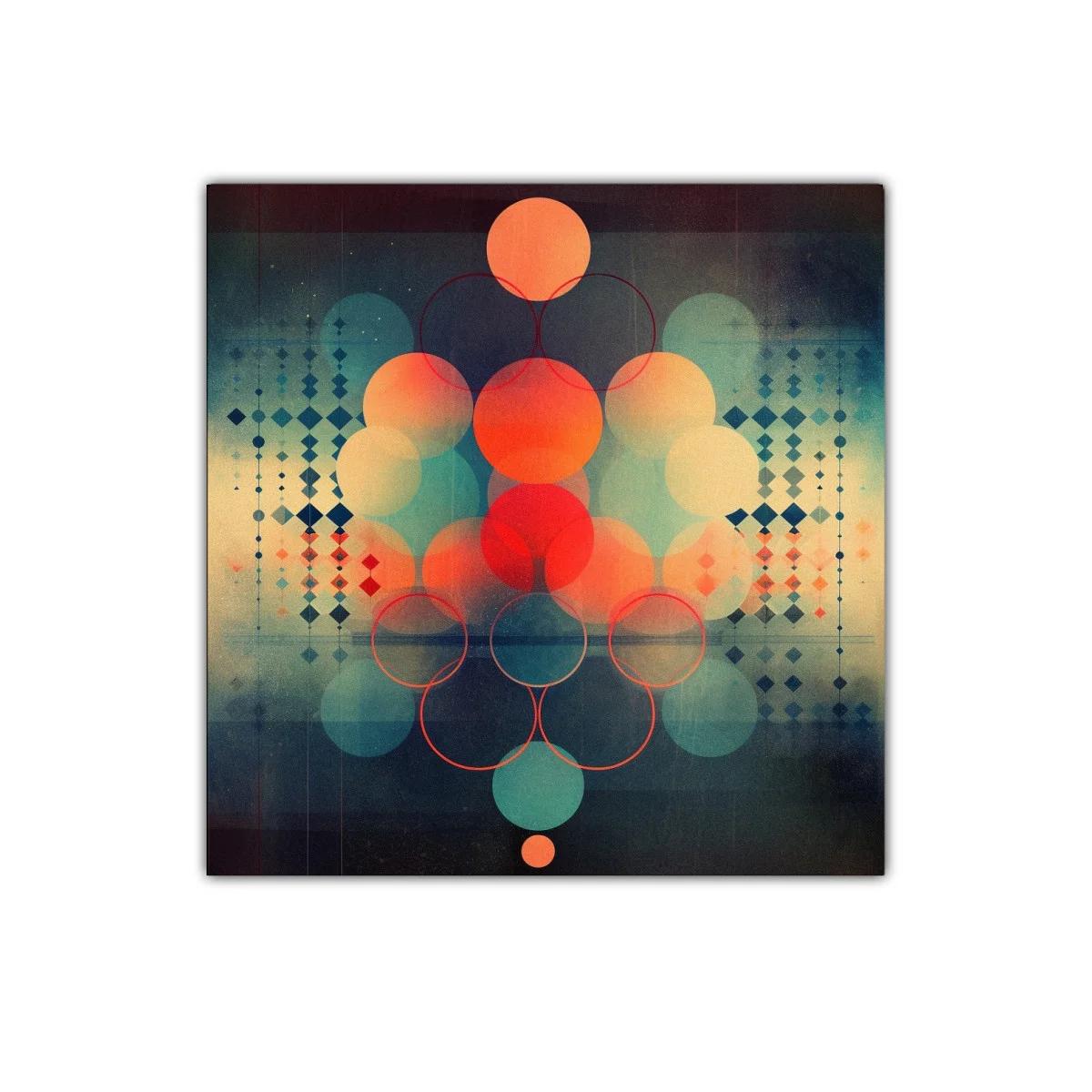 Composición geométrica en tonos cálidos y fríos vibrantes — imagen principal