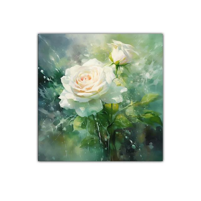 Elegancia natural de rosas blancas en tonos suaves y verdes