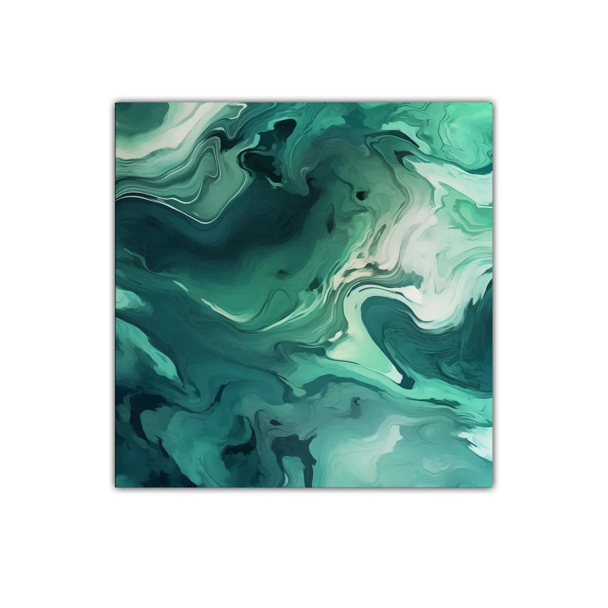 Composición abstracta en tonos verdes y azulados