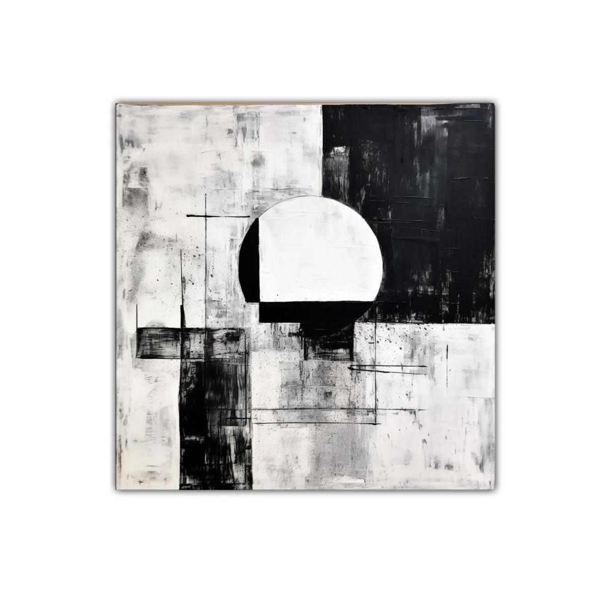 Cuadro abstracto en blanco y negro con formas geométricas — imagen principal