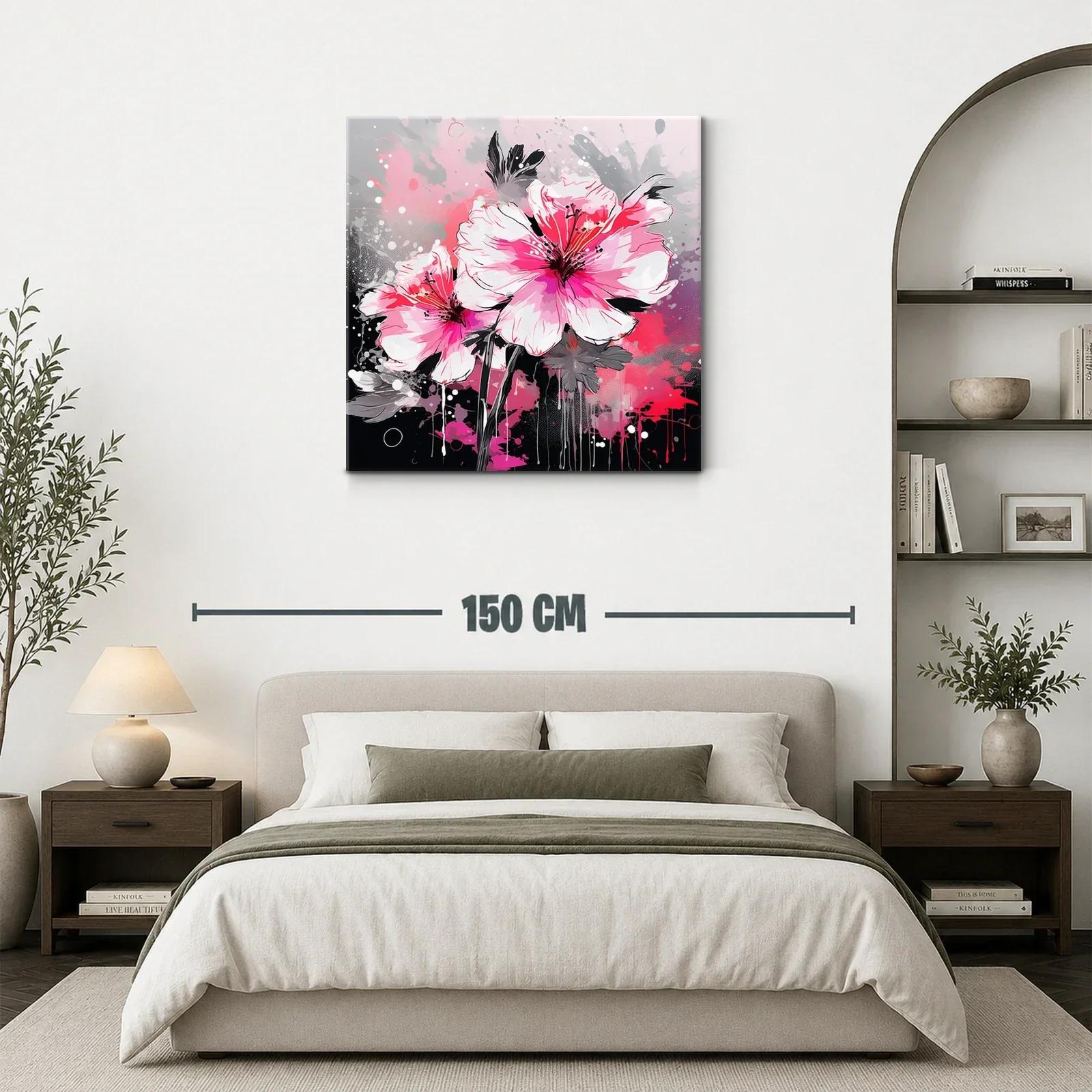 Flores vibrantes en tonos rosas y grises modernos — miniatura 3