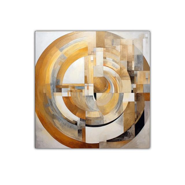 Cuadro decorativo con diseño geométrico y tonos cálidos