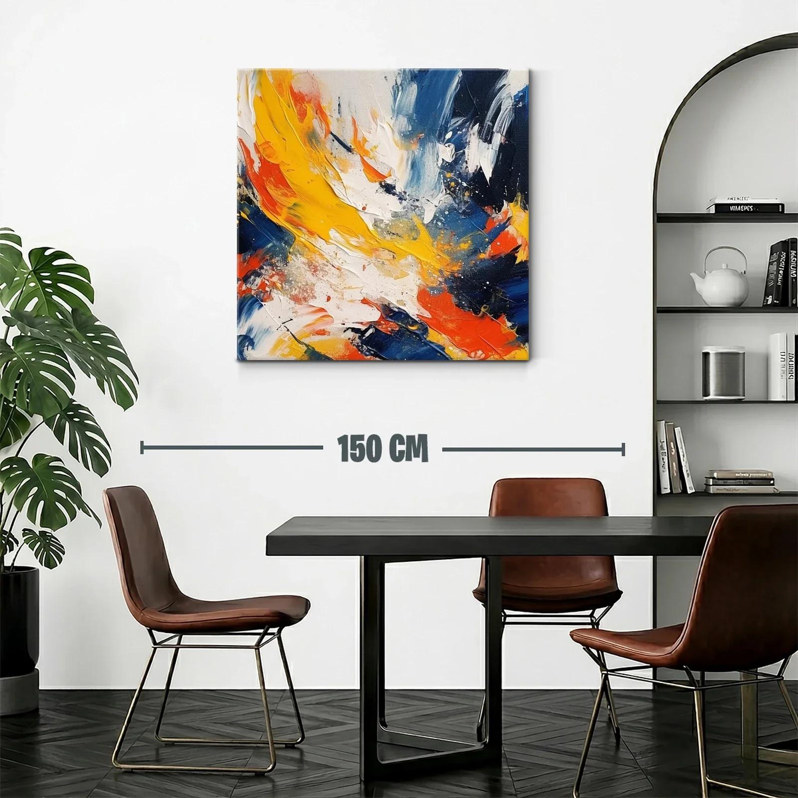 Cuadro abstracto con vivos contrastes en tonos cálidos y fríos — miniatura 2