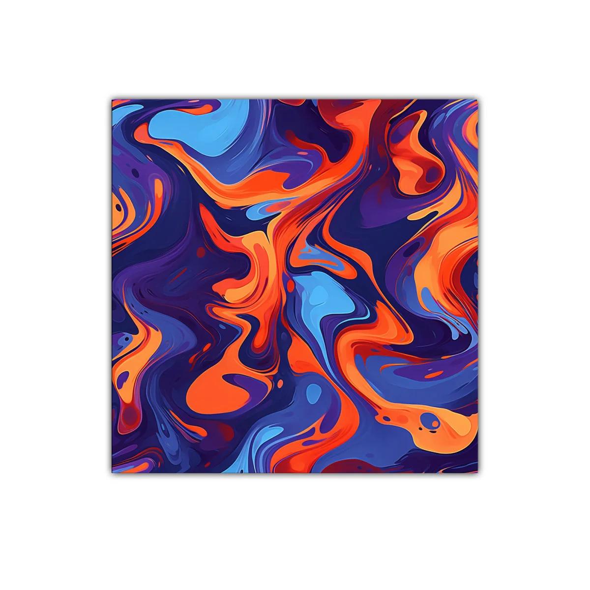 Cuadro abstracto en tonos vibrantes azul y naranja