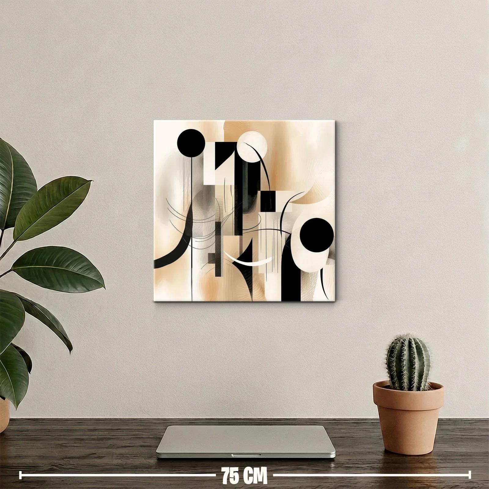 Composición abstracta en tonos beige y negro elegante — miniatura 2