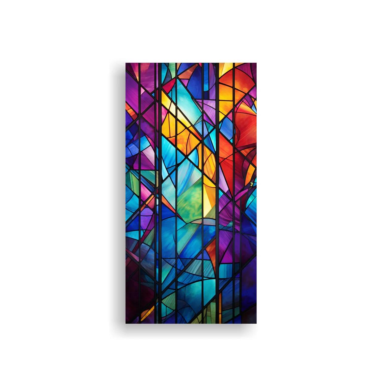 Cuadro mosaico geométrico tipo vitral con colores luminosos