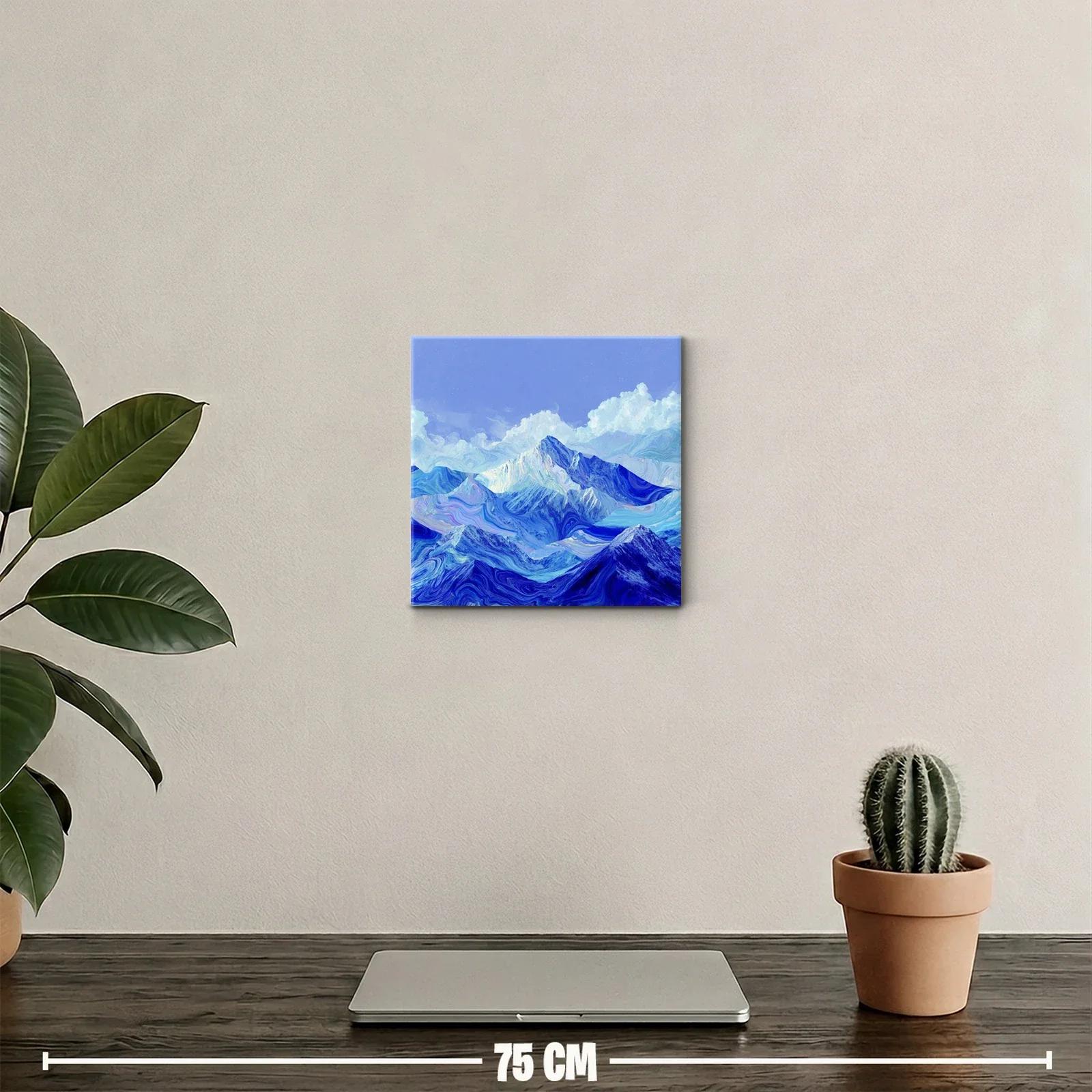 Montañas azules con texturas onduladas y cielo nublado — miniatura 2
