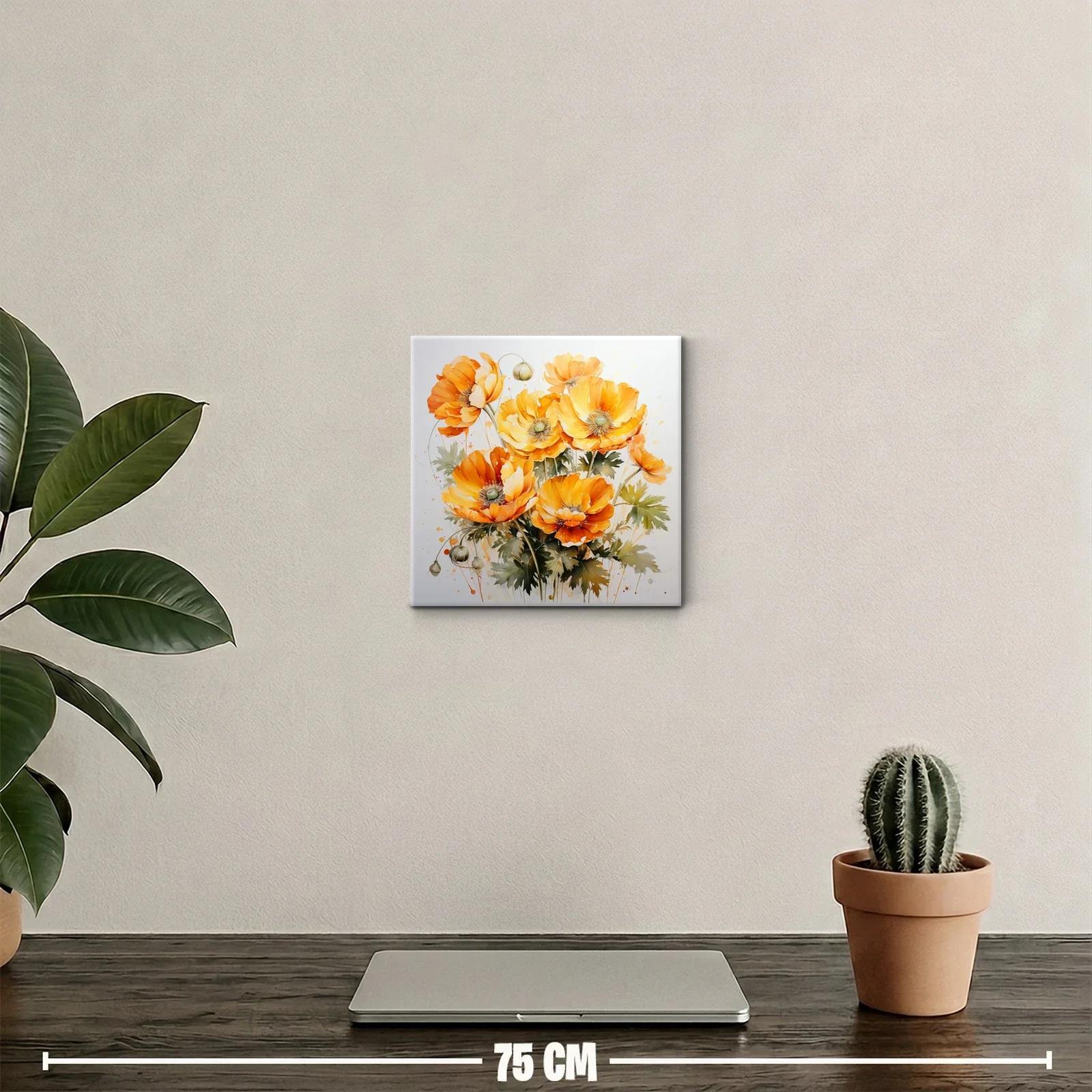 Cuadro decorativo con ramo de flores naranjas vibrantes — miniatura 2