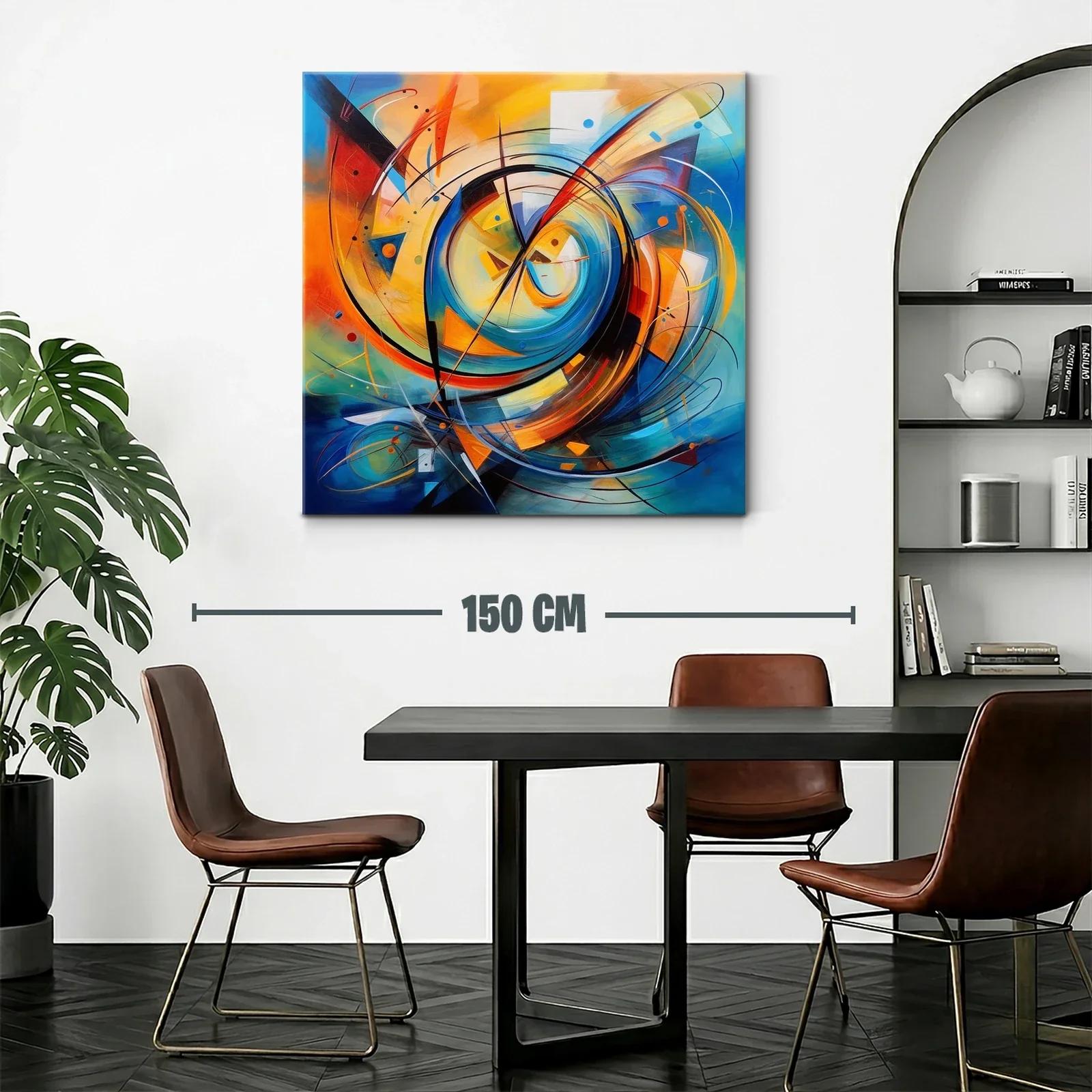 Cuadro abstracto en espirales con tonos cálidos y fríos — miniatura 2
