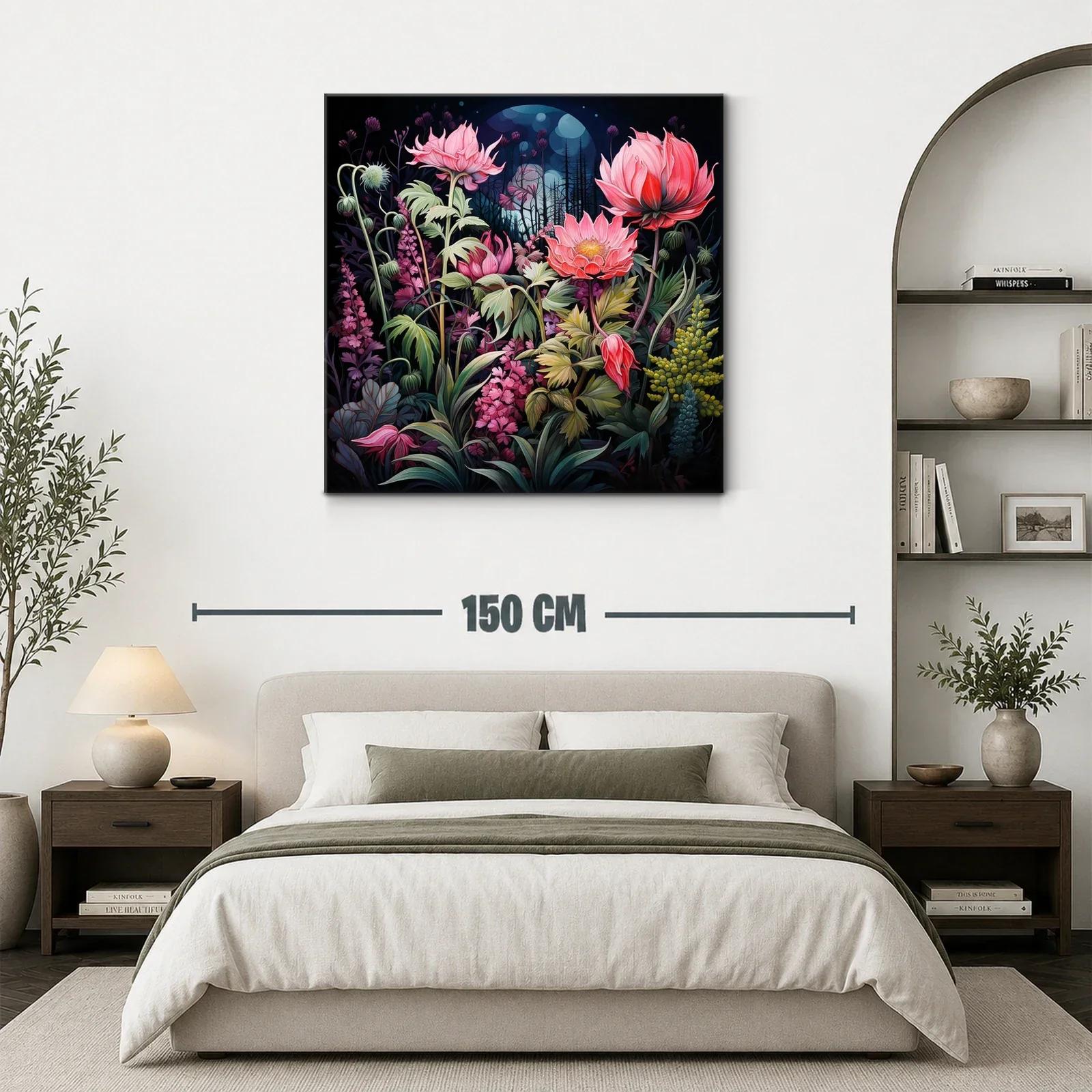 Flores vibrantes bajo un cielo nocturno misterioso — miniatura 3