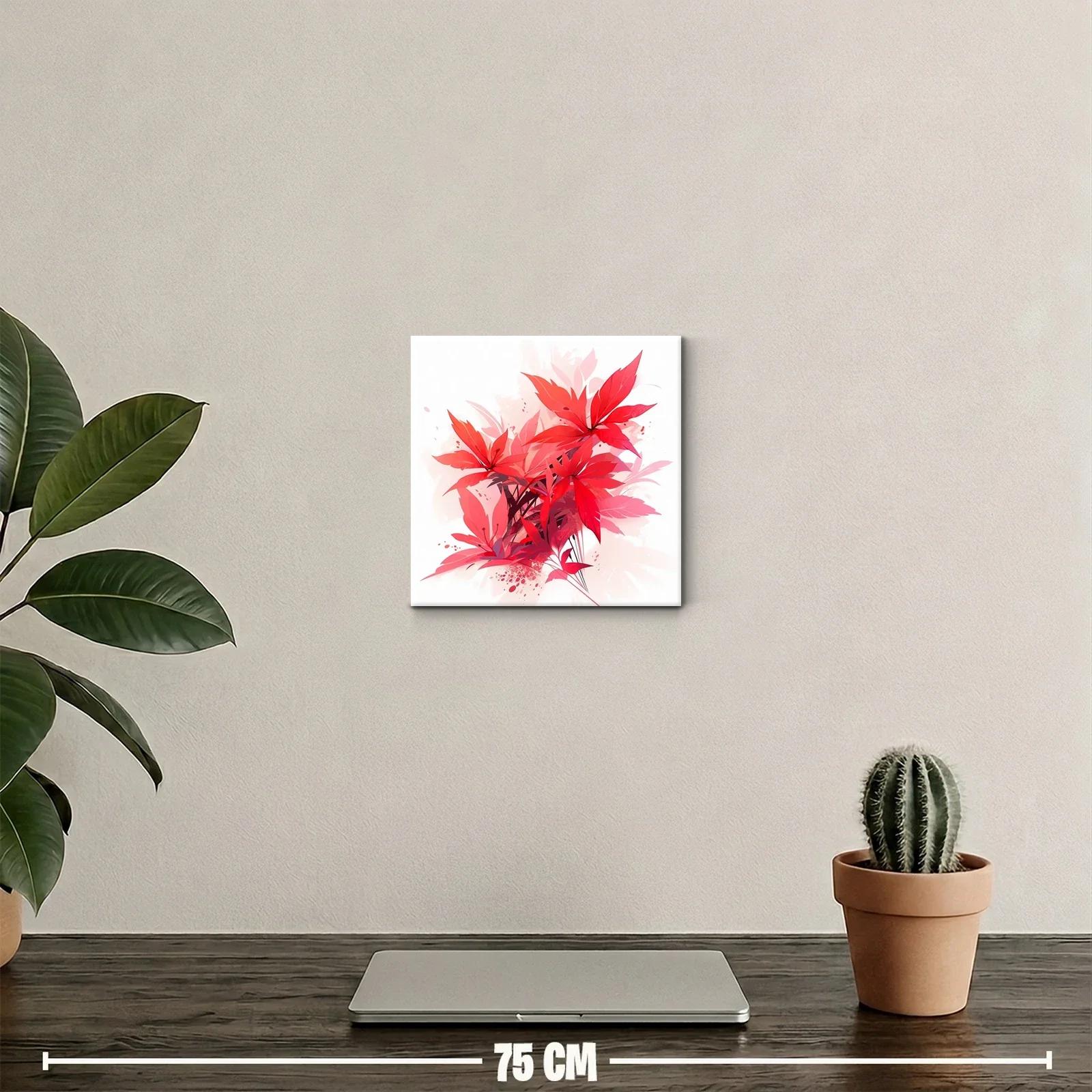 Cuadro con diseño floral en tonos rojos vibrantes y rosados — miniatura 2
