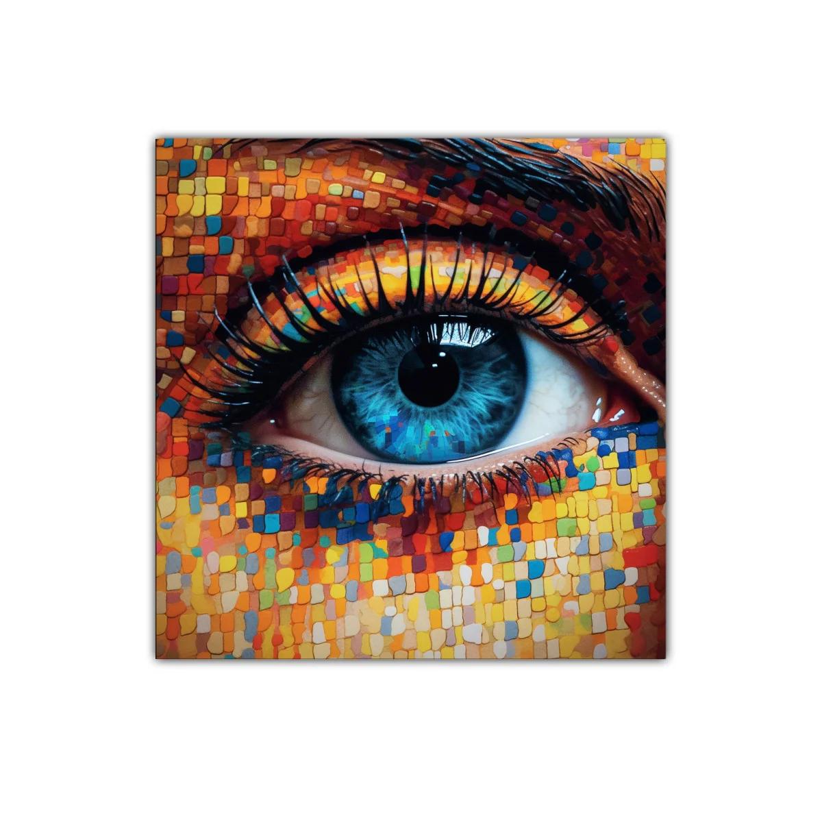 Impacto visual de ojo azul con mosaicos vibrantes coloridos — imagen principal