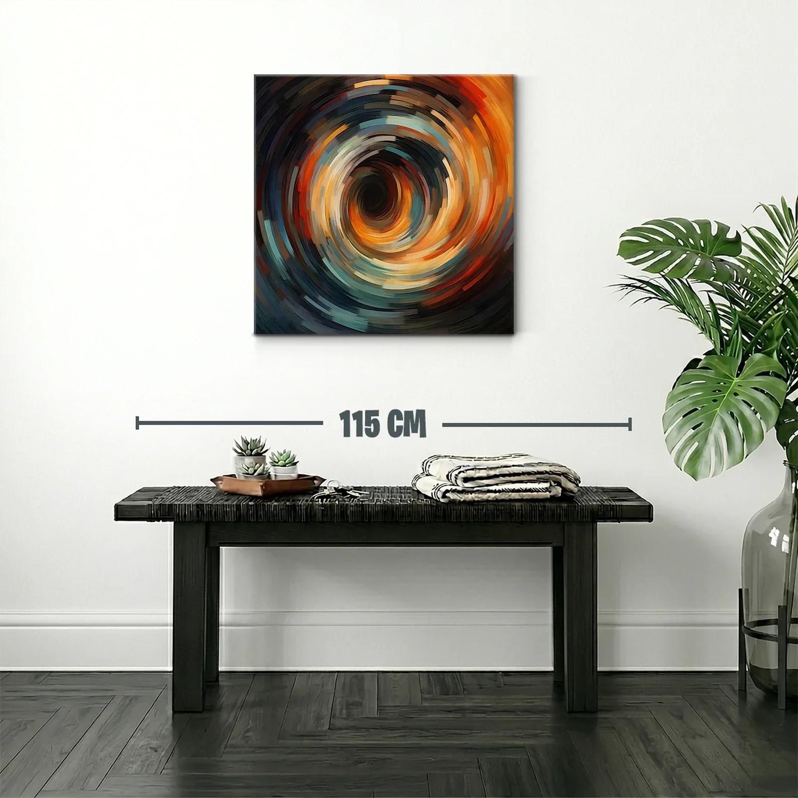 Cuadro abstracto con espiral dinámica de tonos cálidos y fríos — miniatura 2