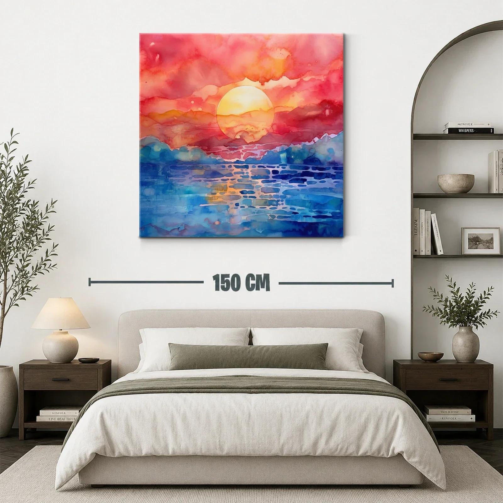 Atardecer vibrante con cielo anaranjado y mar azul — miniatura 3