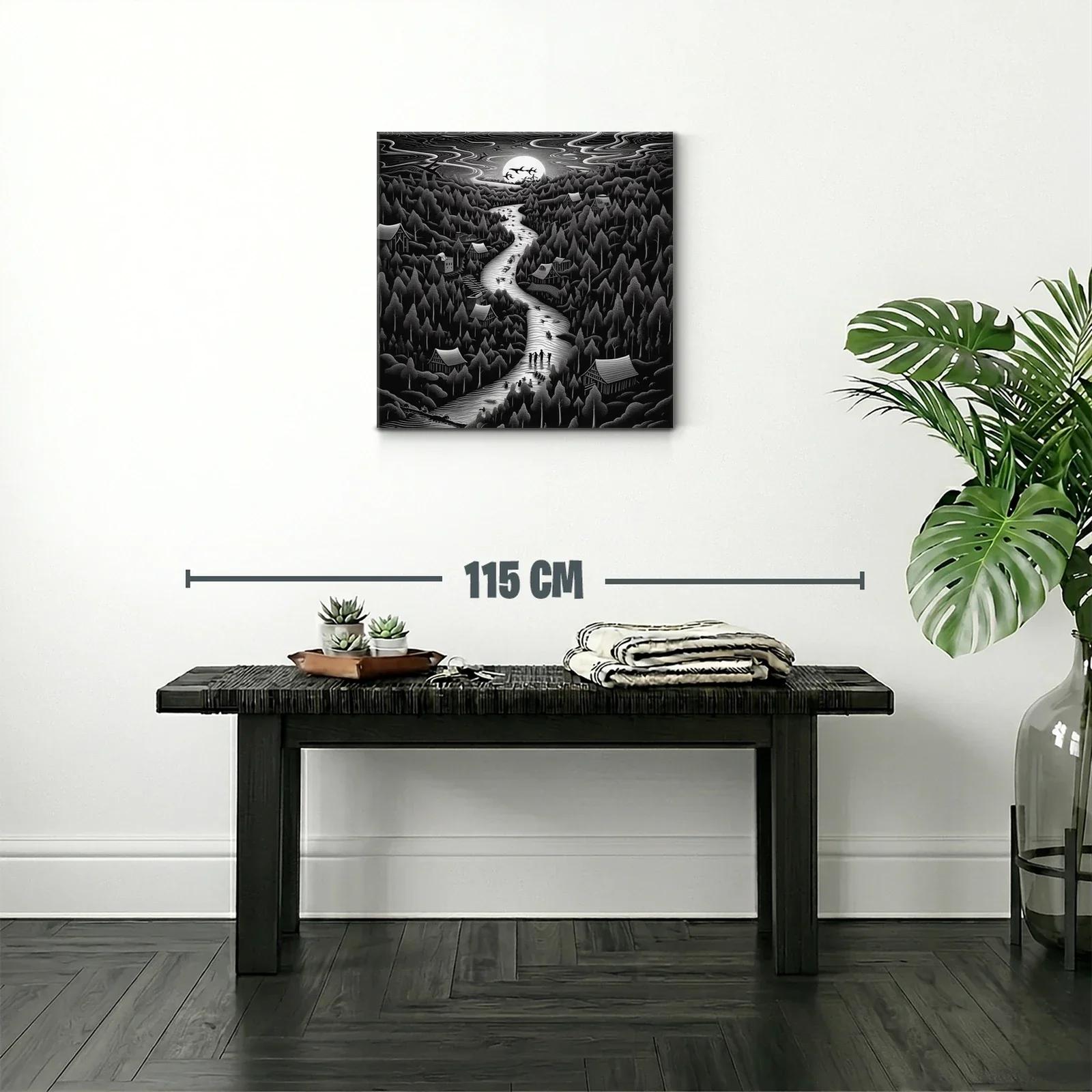 Paisaje nocturno con río y árboles bajo la luna llena — miniatura 2