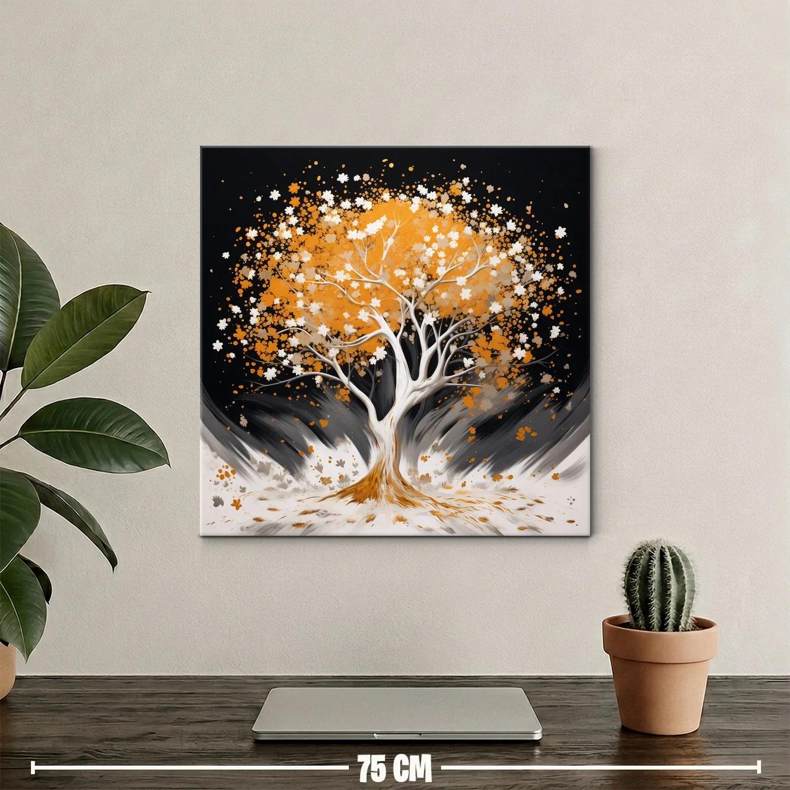 Árbol en tonos cálidos sobre fondo oscuro — miniatura 2