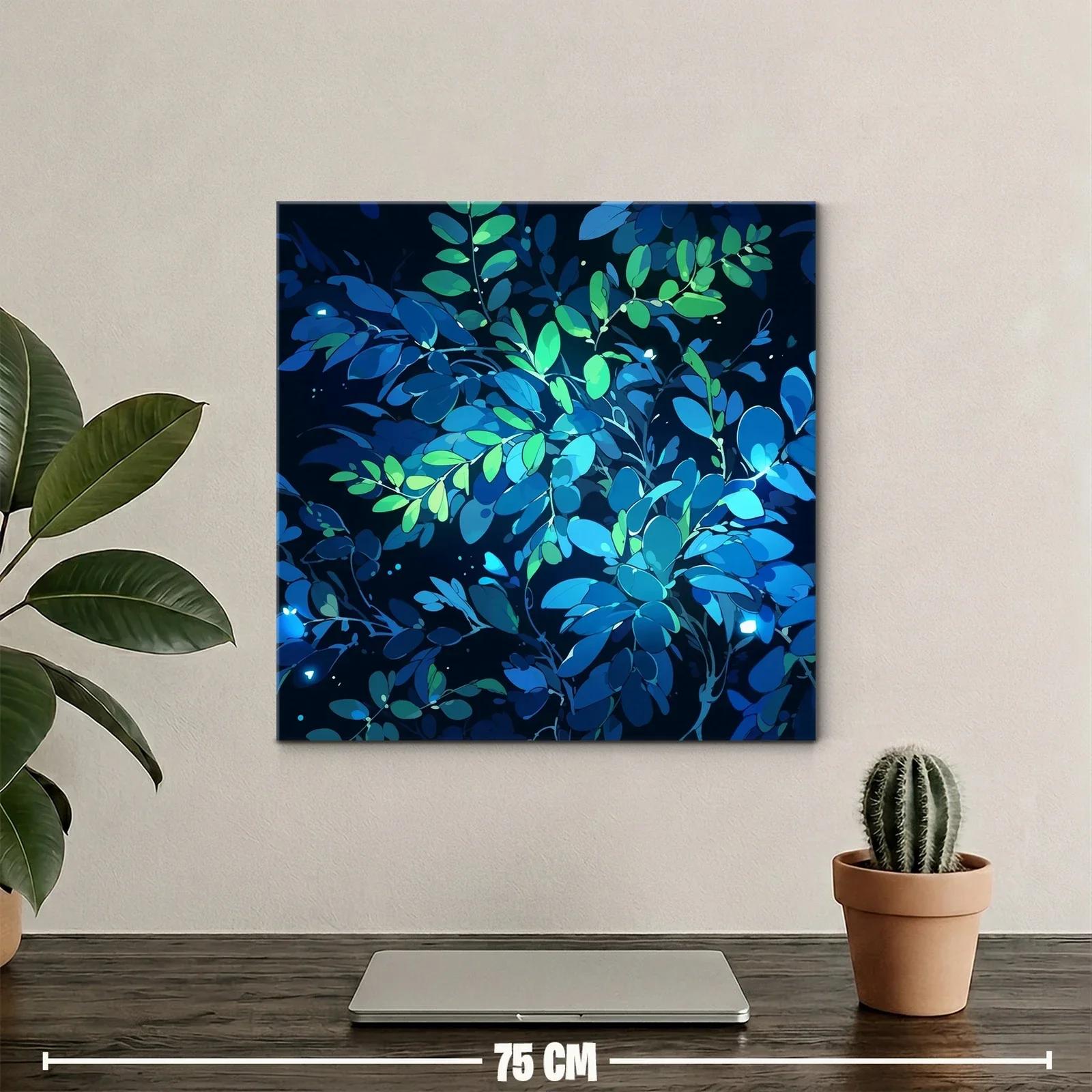 Cuadro Abstracto Hojas en Tonos Azules y Verdes — miniatura 2