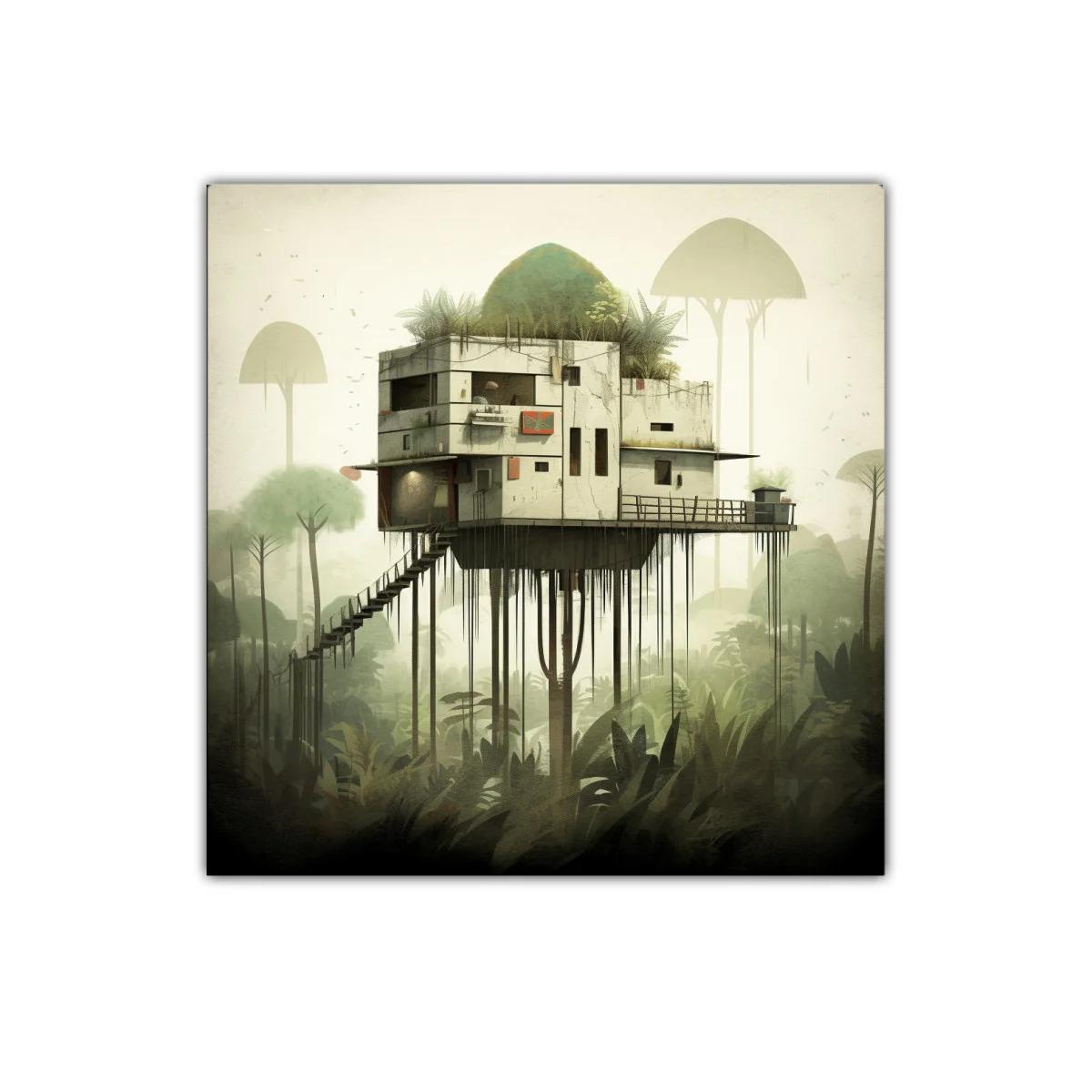 Casa elevada entre la naturaleza con ambiente misterioso — imagen principal