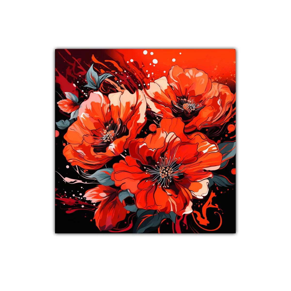 Cuadro decorativo con flores en tonos rojos intensos — imagen principal