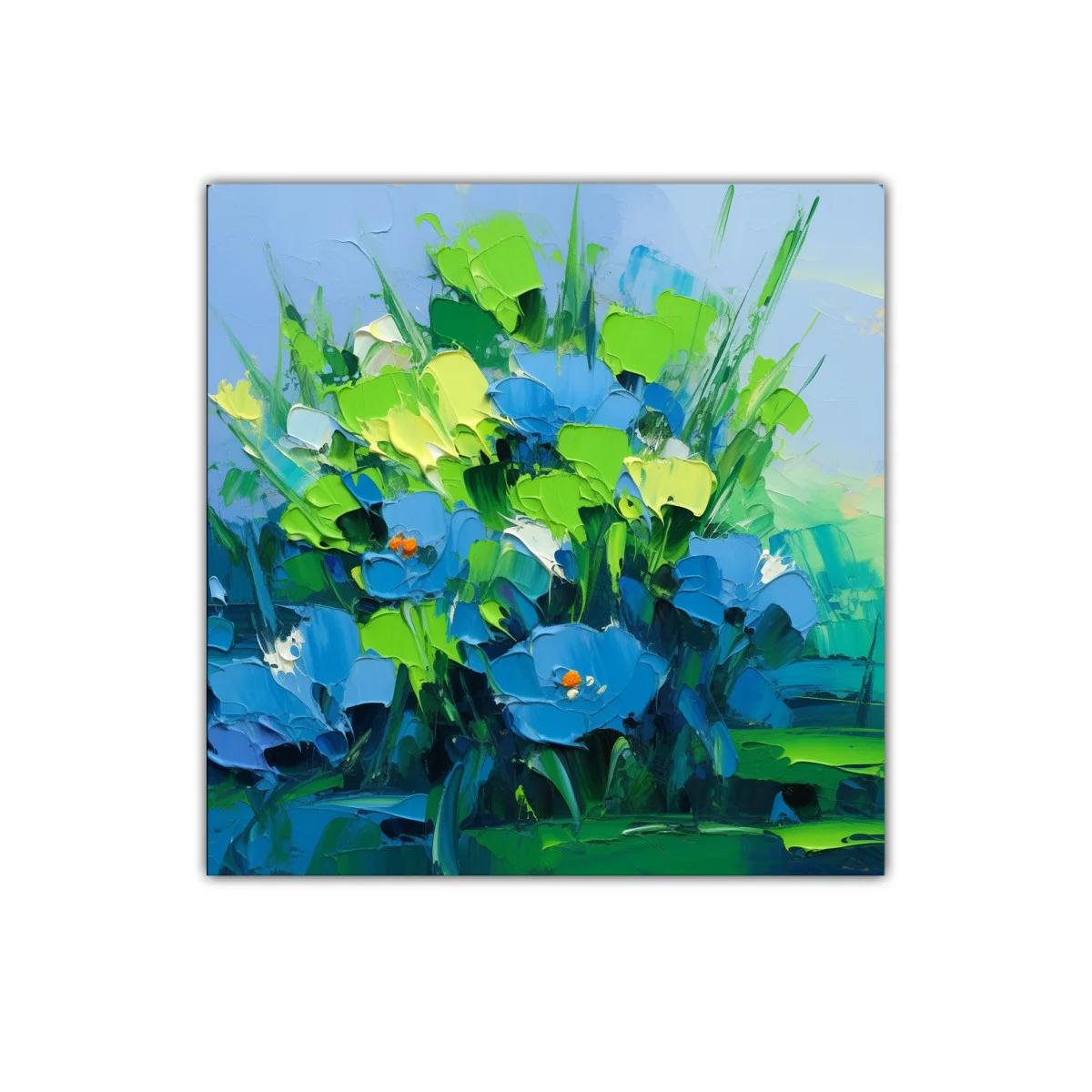 Cuadro decorativo con bouquet de flores azules y verdes — imagen principal