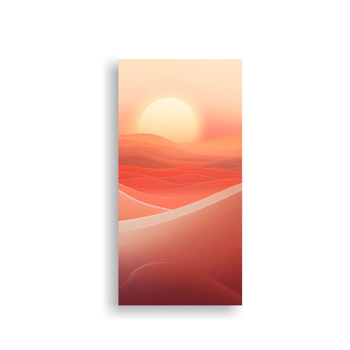 Cuadro sol sobre dunas abstractas en tonos coral — imagen principal