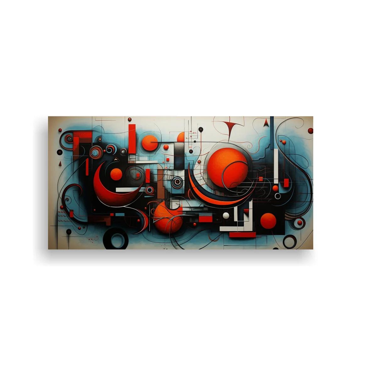 Cuadro composición geométrica abstracta con esferas rojas