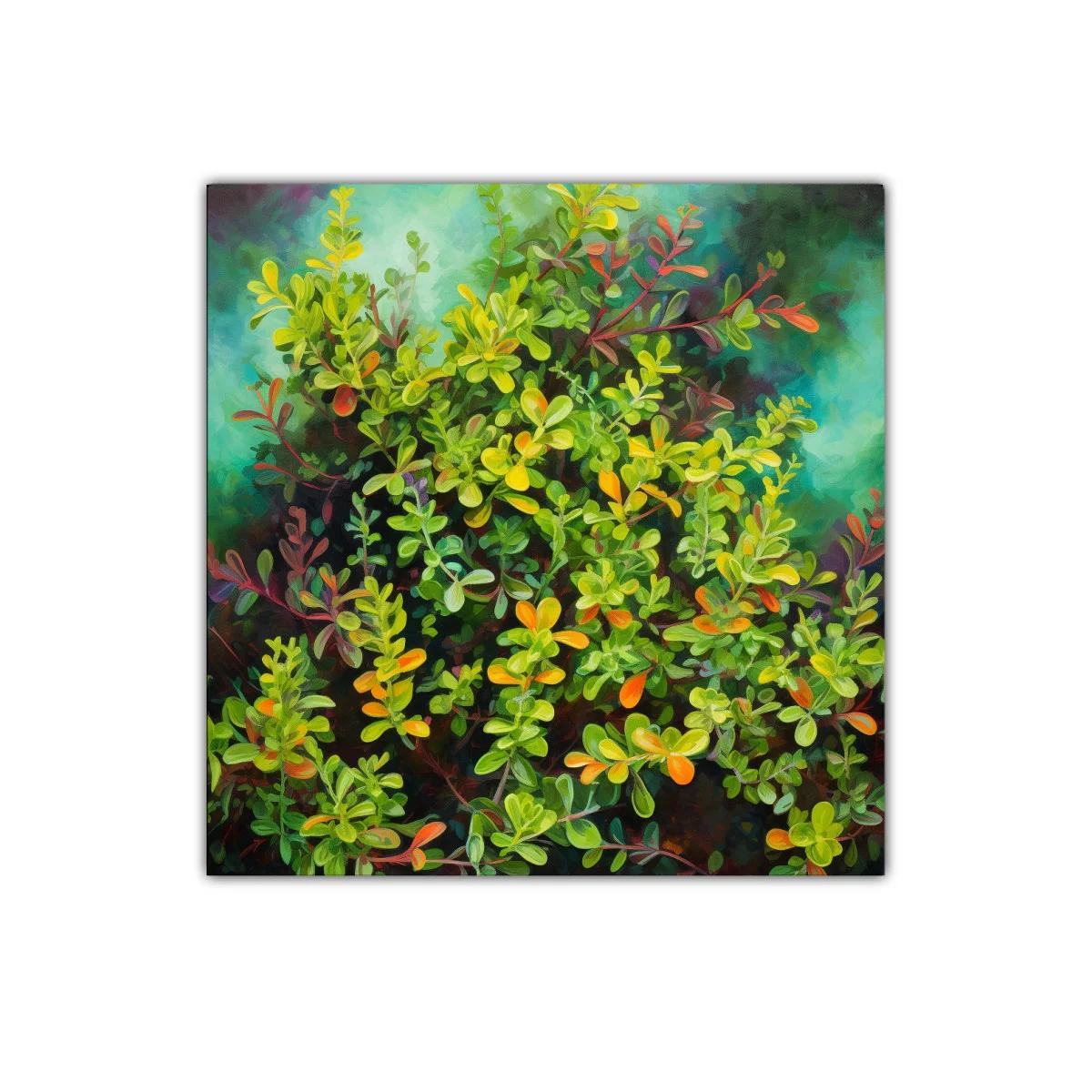 Cuadro decorativo con arbusto frondoso colorido y vibrante