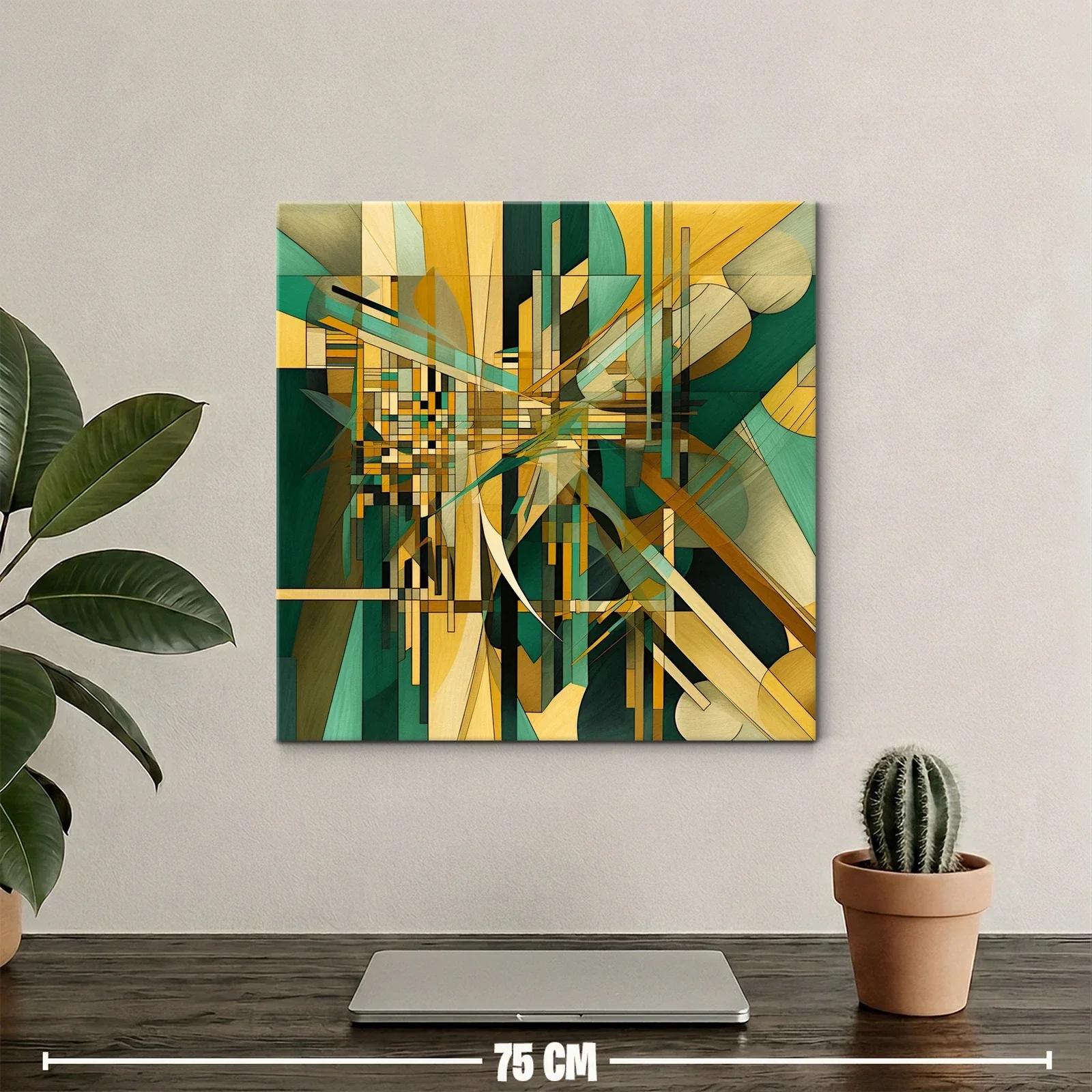 Composición abstracta en tonos verdes y dorados vibrantes — miniatura 2