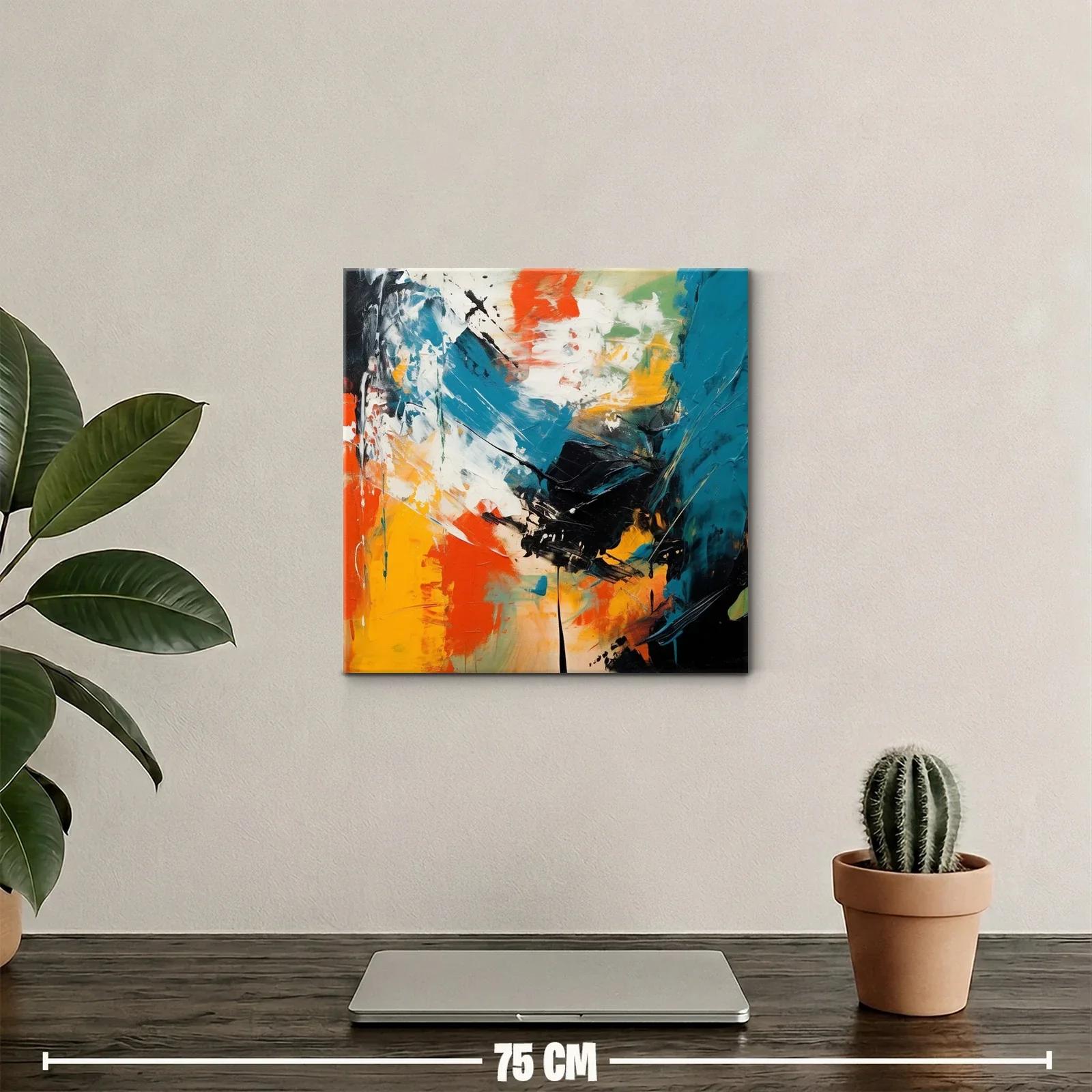 Cuadro abstracto con vibrantes tonos cálidos y fríos — miniatura 2