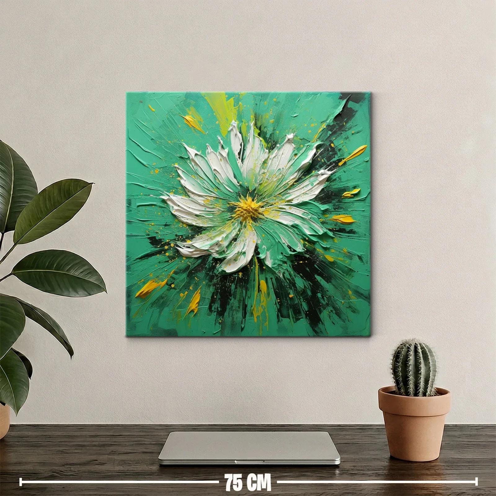 Cuadro floral vibrante en tonos verdes y amarillos — miniatura 2