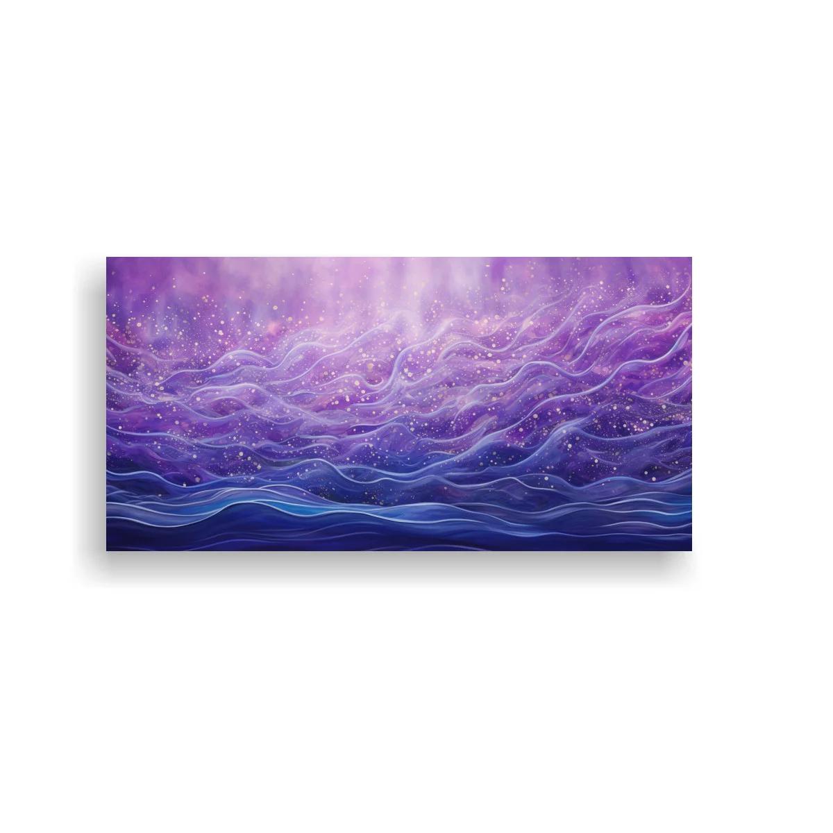Cuadro ondas fluidas violetas con franjas superpuestas — imagen principal