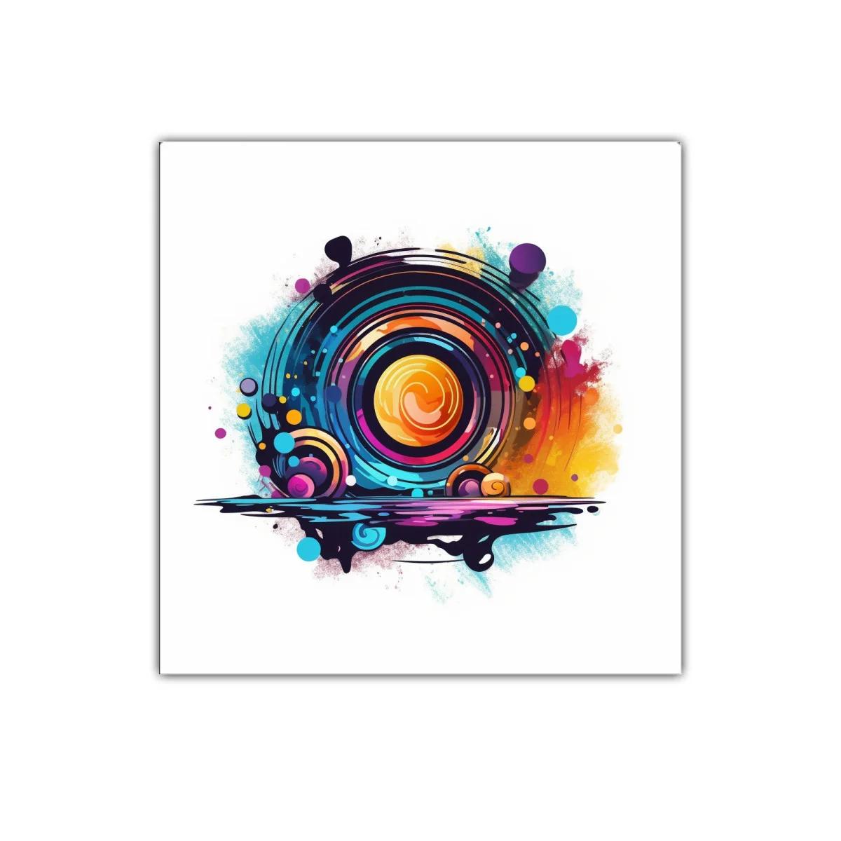 Cuadro decorativo moderno con círculos y colores vibrantes